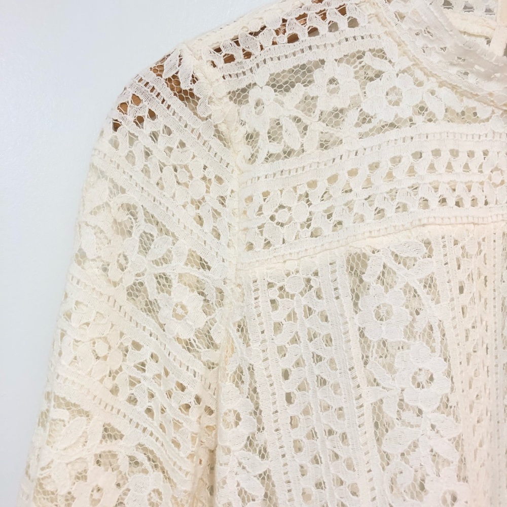 LOFT mock-neck cream lace top